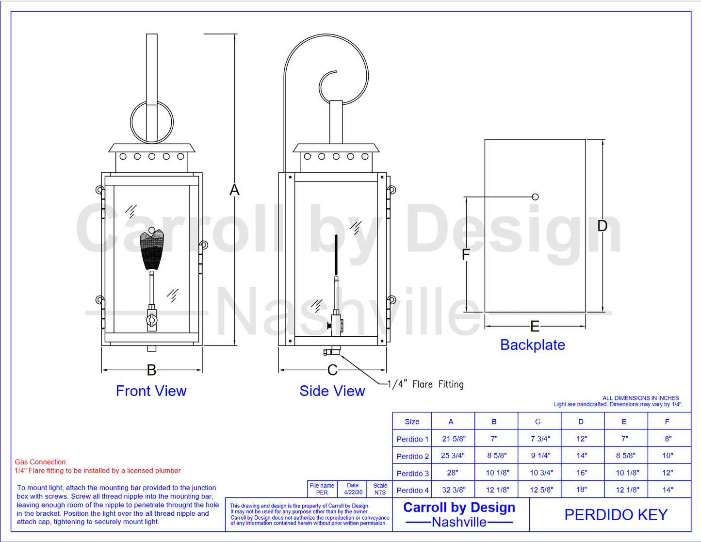 Carroll by Design Perdido Key Copper Lantern