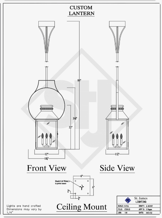 St. James Rizzini Copper Lantern Custom Design