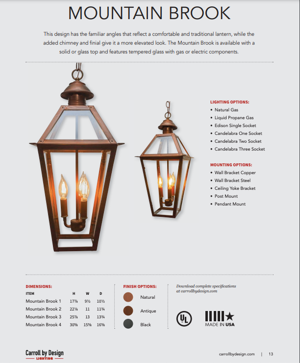 Carroll by Design Mountain Brook Copper Lantern