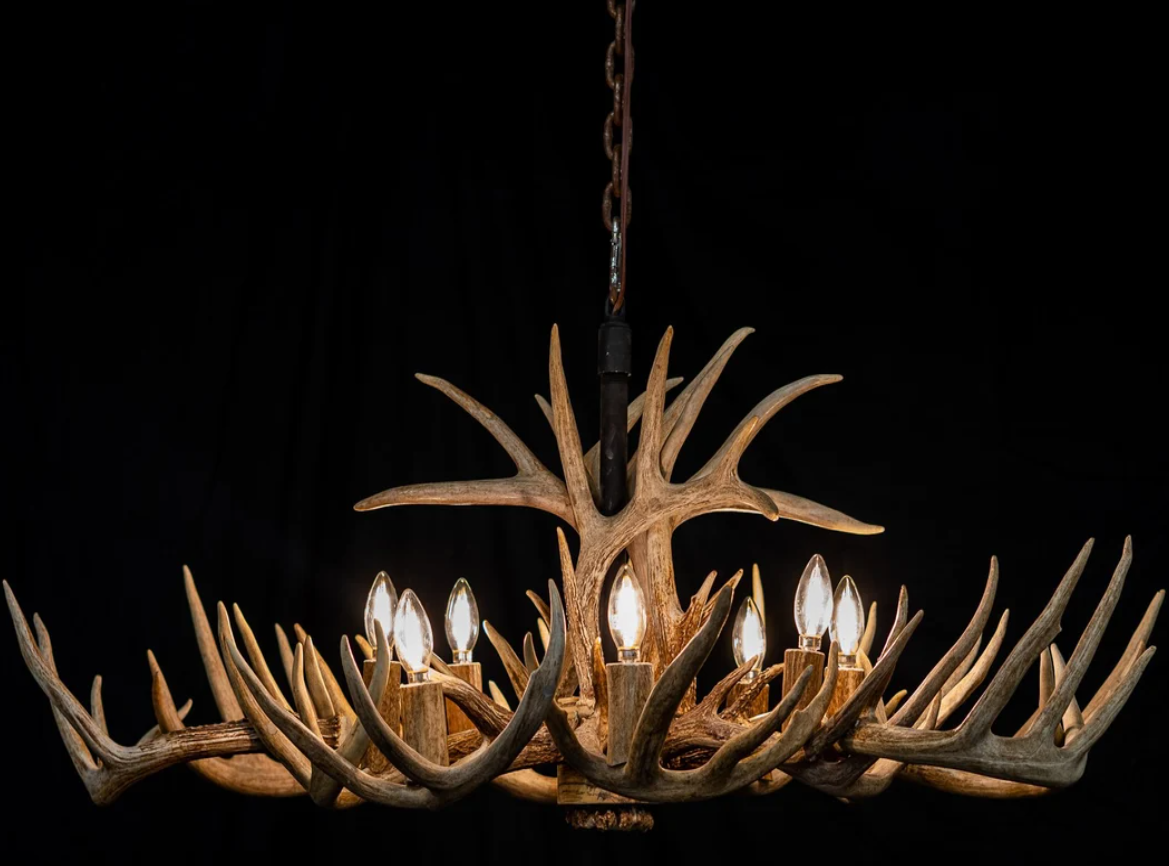 Zion Oblong Deer Antler Chandelier 8 Lights