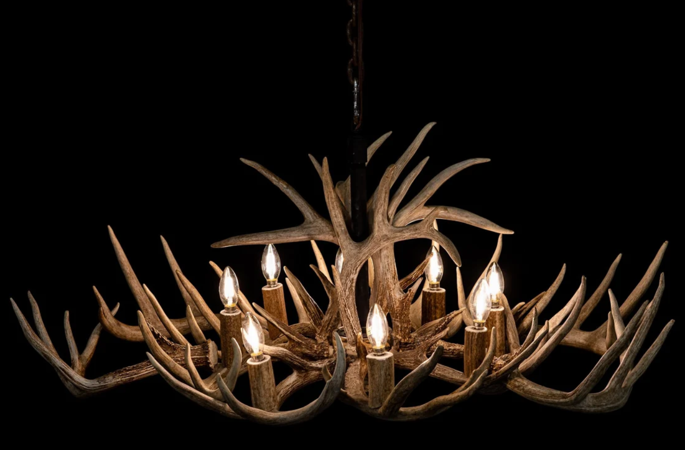 Zion Oblong Deer Antler Chandelier 8 Lights