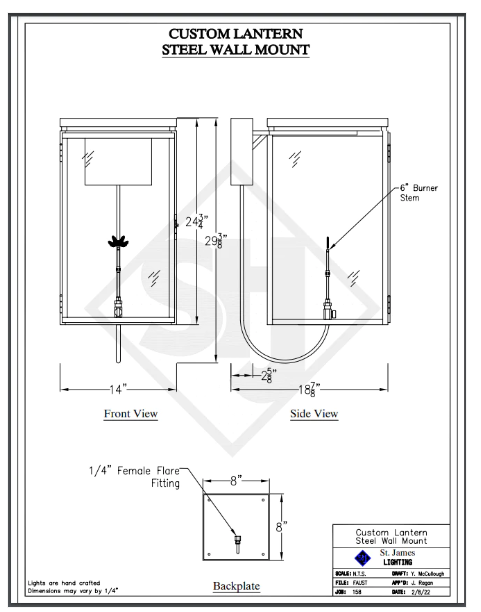 St. James Frisco Copper Lantern Custom Designs