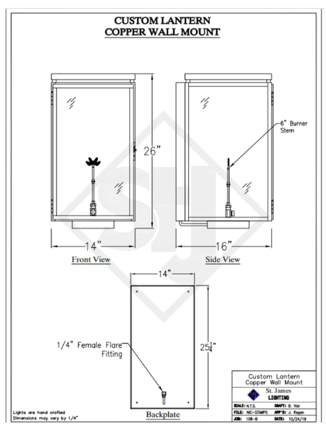 St. James Frisco Copper Lantern Custom Designs