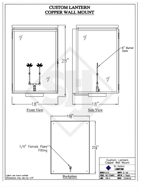 St. James Frisco Copper Lantern Custom Designs