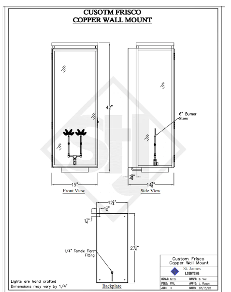 St. James Frisco Copper Lantern Custom Designs