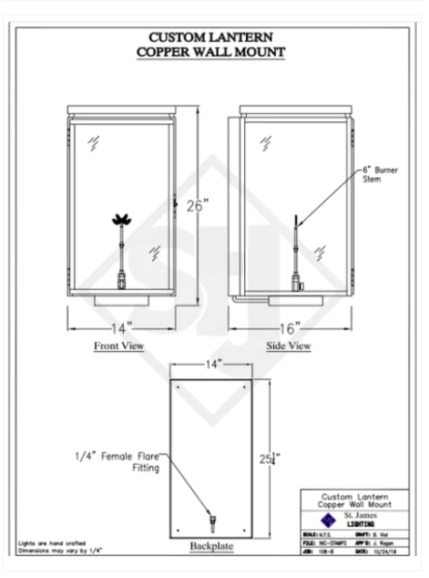St. James Frisco Copper Lantern Custom Designs