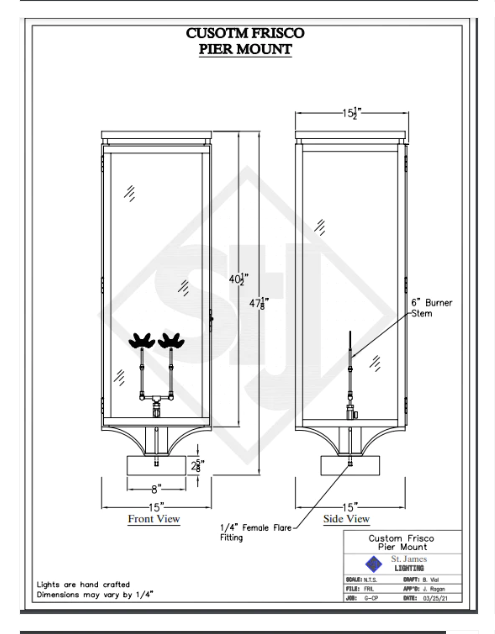 St. James Frisco Copper Lantern Custom Designs