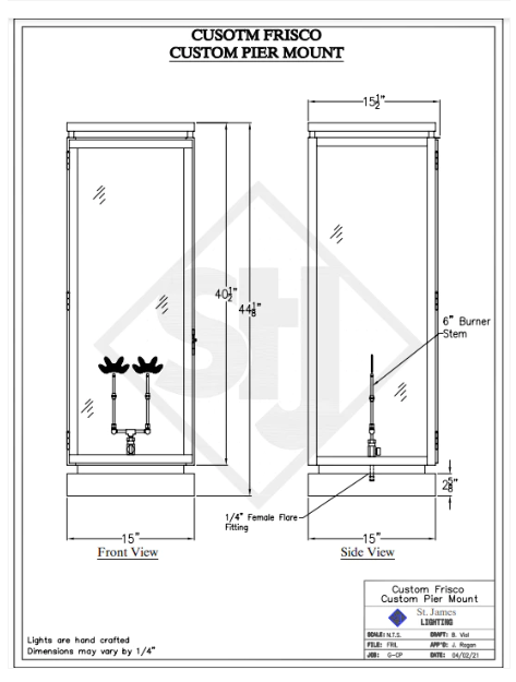 St. James Frisco Copper Lantern Custom Designs