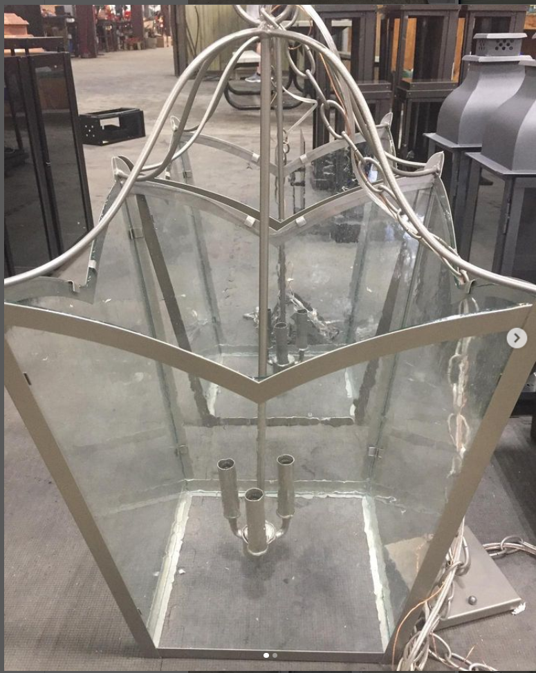 Powder Coated Satin Nickel wi Seedy Glass.