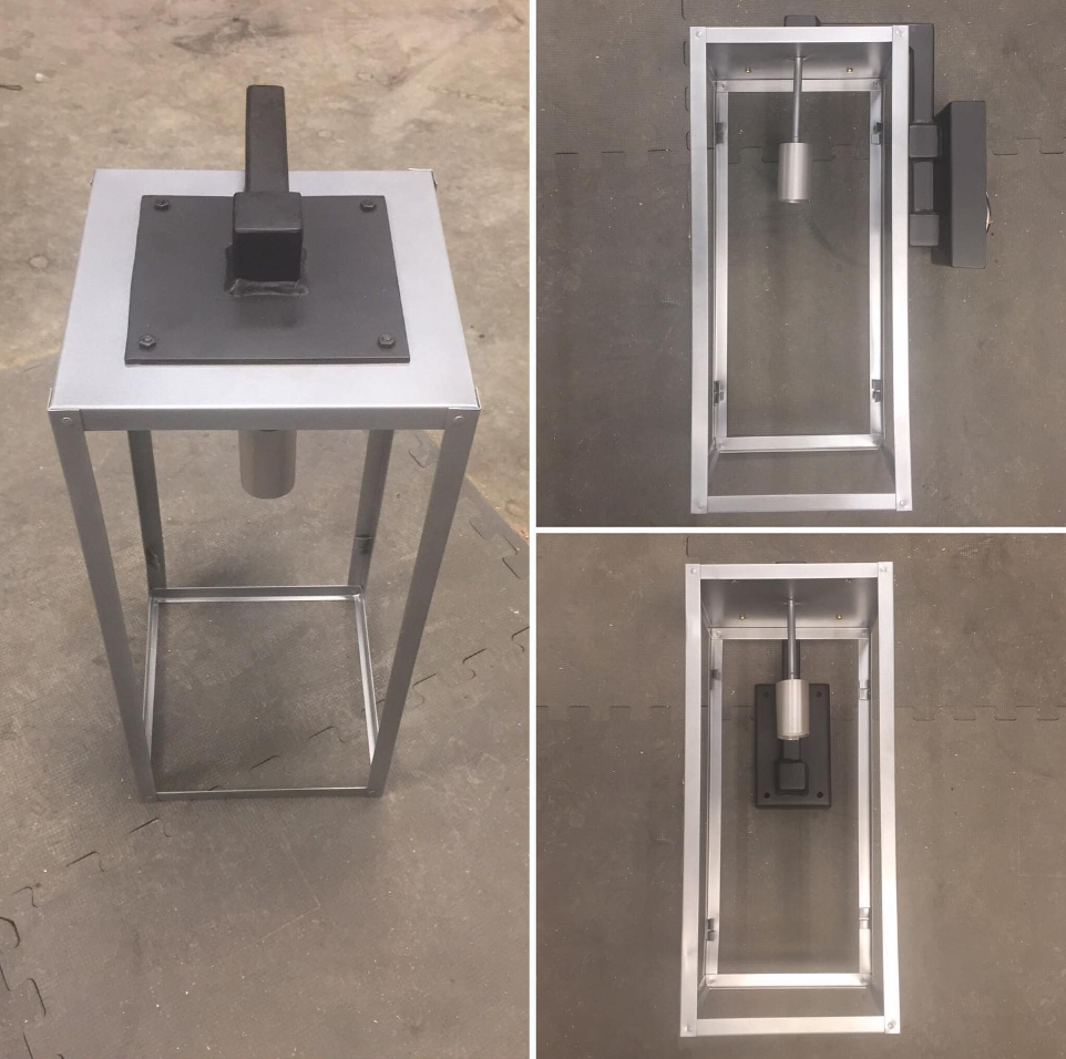 Ashley Lantern in the Pacific Silver finish with the Black Steel Wall Bracket.