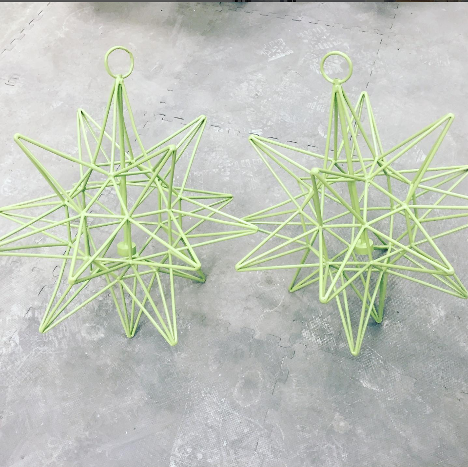 Star Pendants Powder Coated Green.