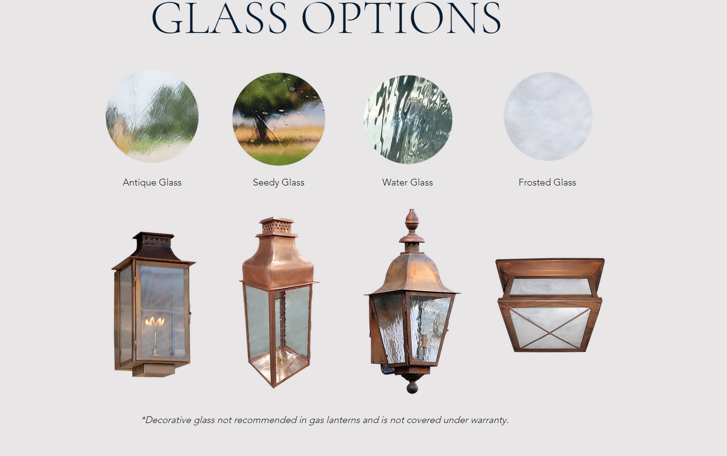 Glass Options For St. James Lights (Lanterns Shown Are Not Included- Must Be Ordered Separately)