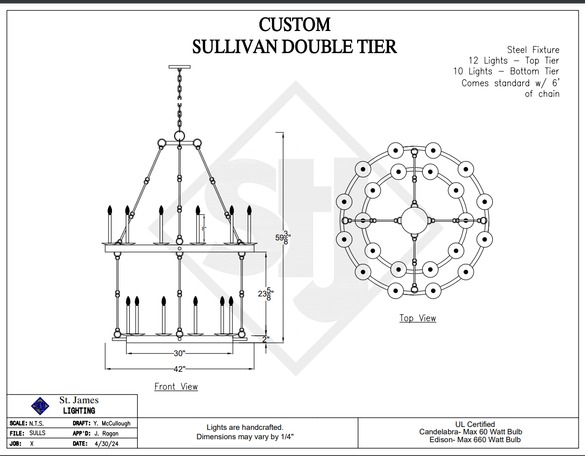 St. James Churchill Steel Chandelier