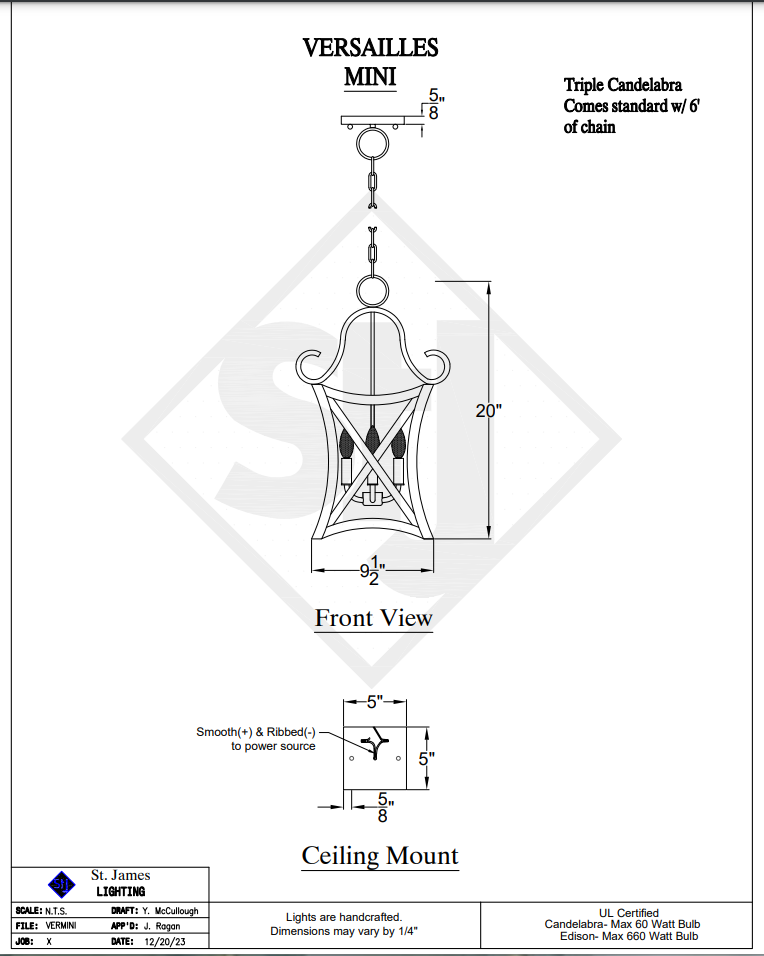 St. James Versailles Copper Chandelier