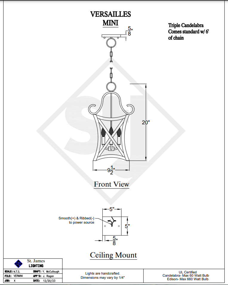 St. James Versailles Kitchen Island Lighting