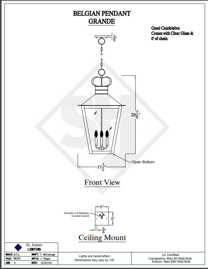 St. James Belgian Pendant Kitchen Island Light