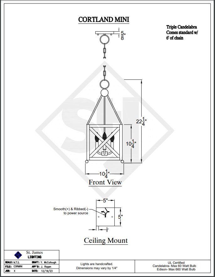 St. James Cortland Copper Chandelier