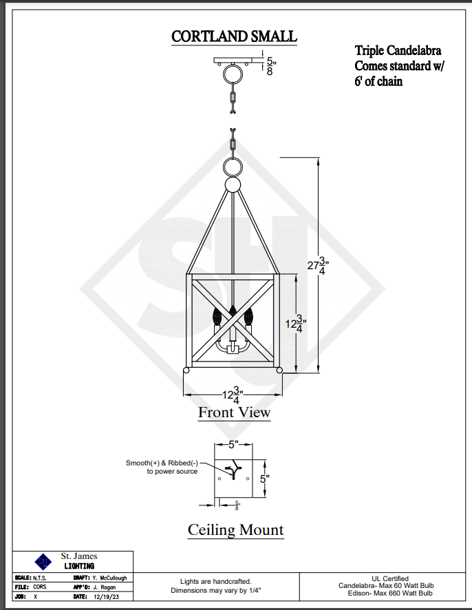 St. James Cortland Copper Chandelier