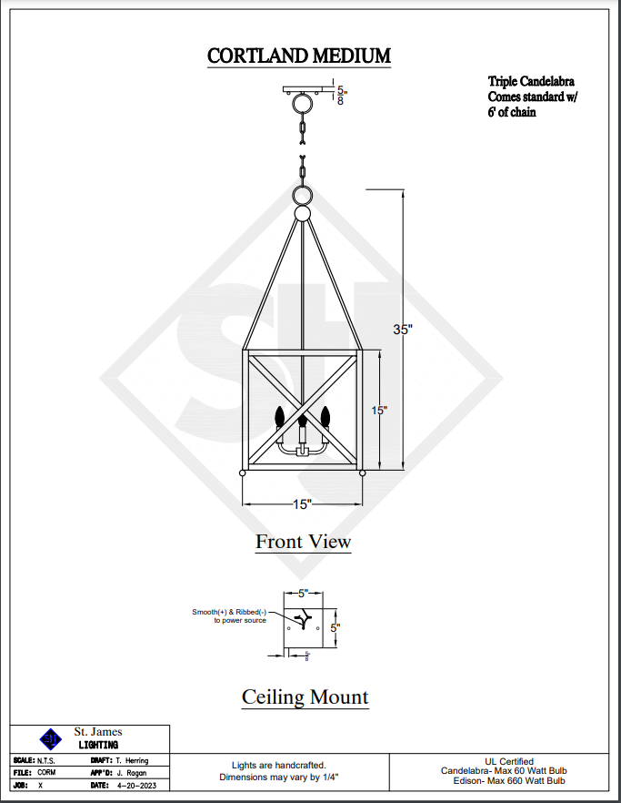 St. James Cortland Copper Chandelier