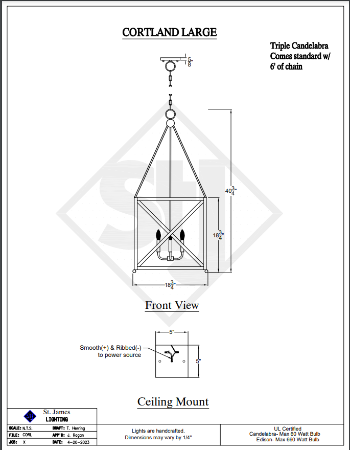 St. James Cortland Copper Chandelier