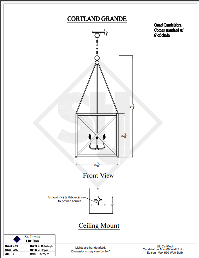 St. James Cortland Copper Chandelier