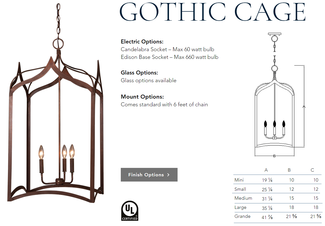 St. James Gothic Cage Copper Chandelier
