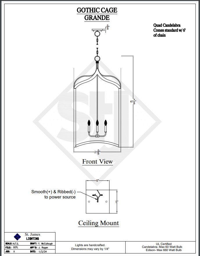 St. James Gothic Cage Copper Chandelier Kitchen Island Pendant Lights