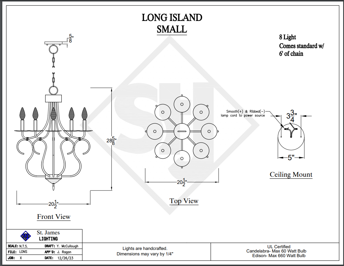 St. James Long Island Copper Chandelier