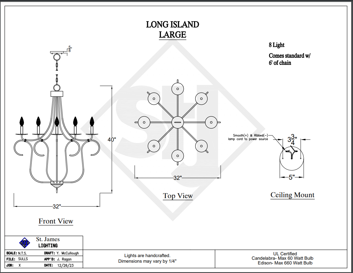 St. James Long Island Copper Chandelier