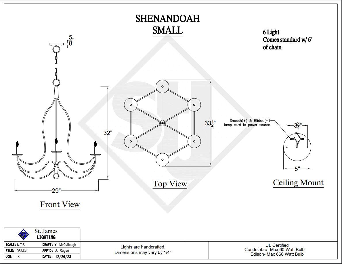 St. James Shenandoah Copper Chandelier