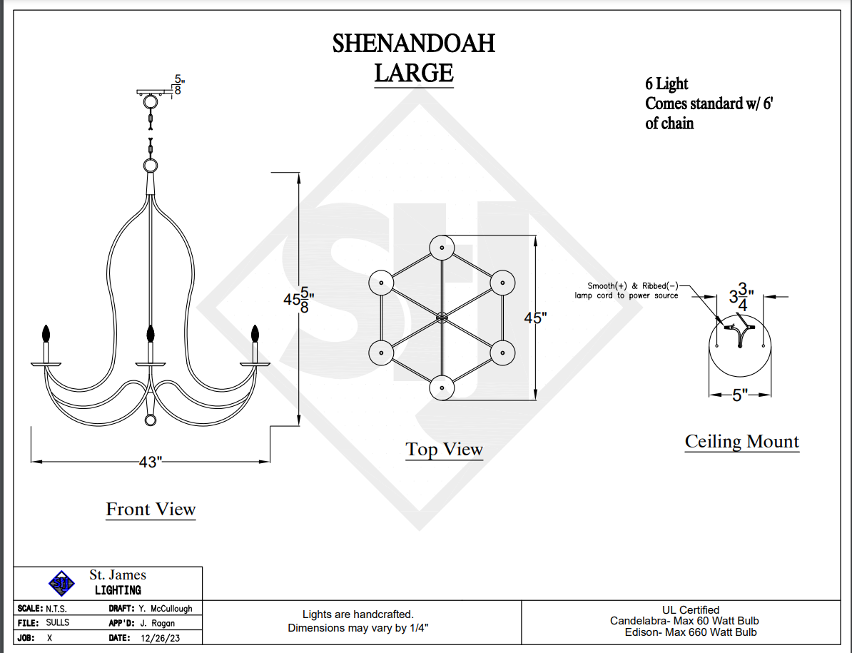 St. James Shenandoah Copper Chandelier