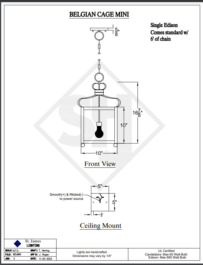 St. James Belgian Cage Kitchen Island Light