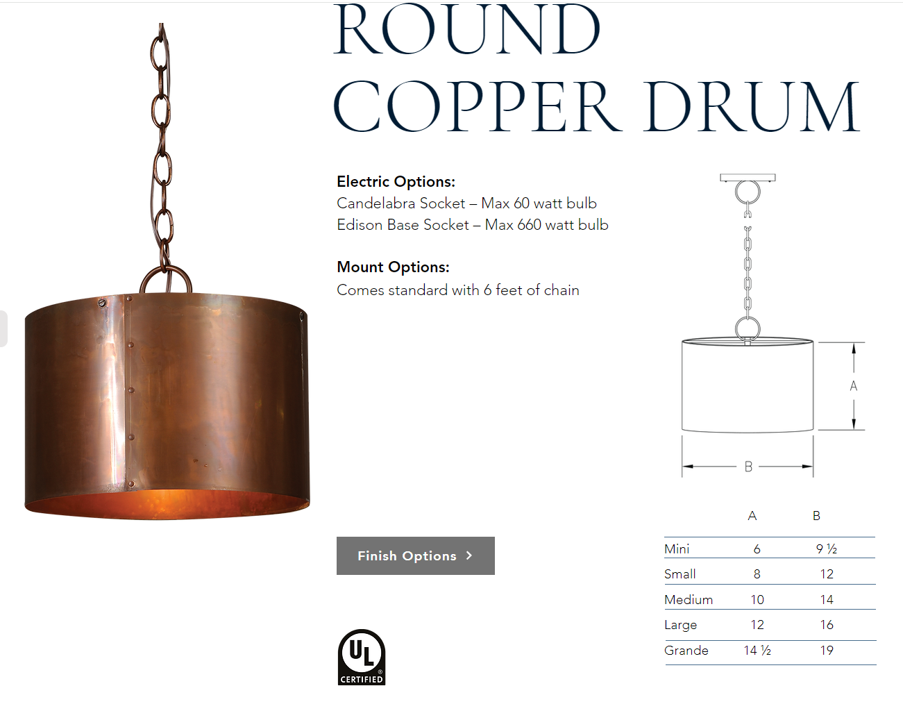 St. James Round Copper Drum Kitchen Island Pendant Light