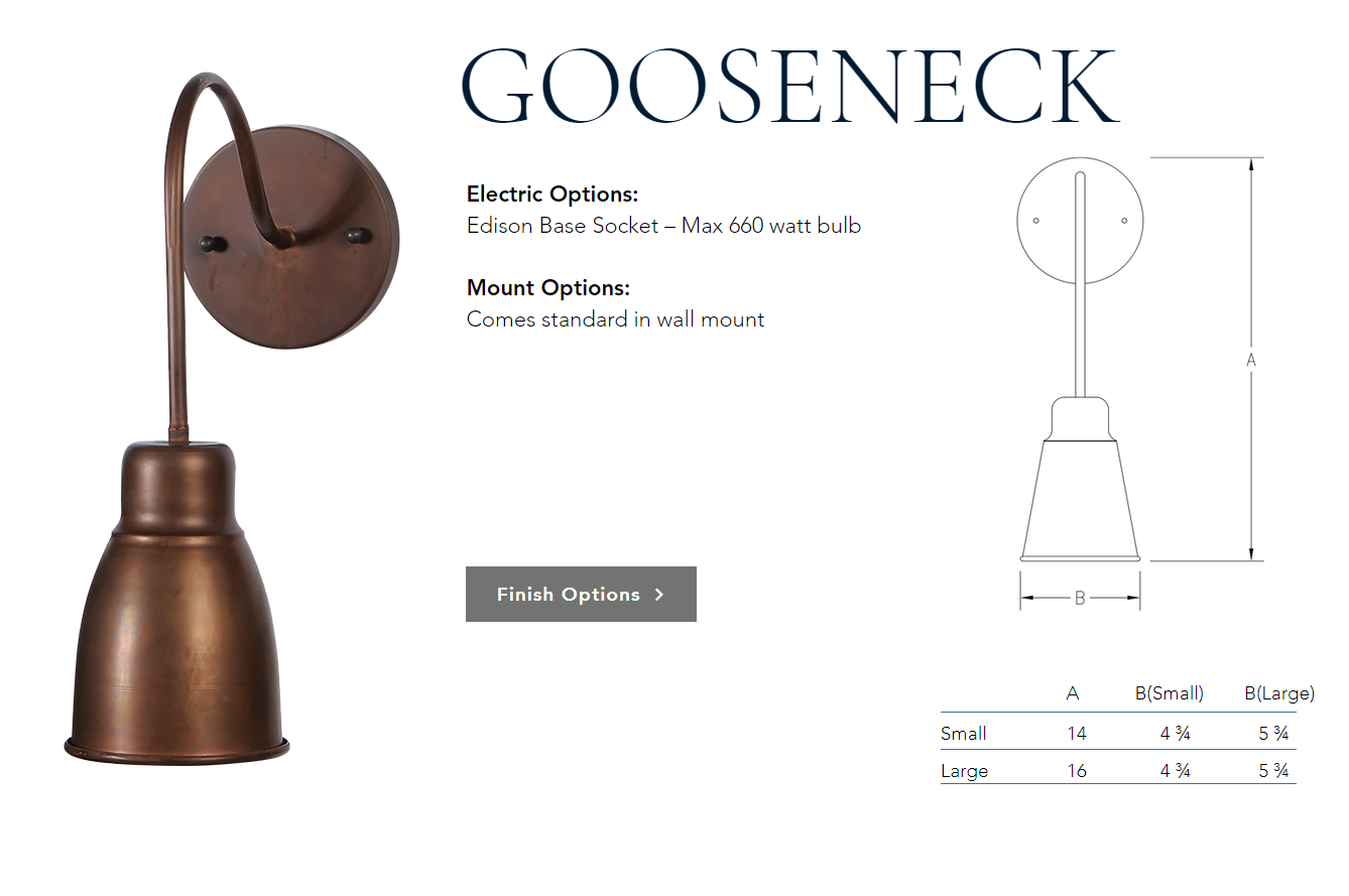 St. James Goose Neck Copper Light