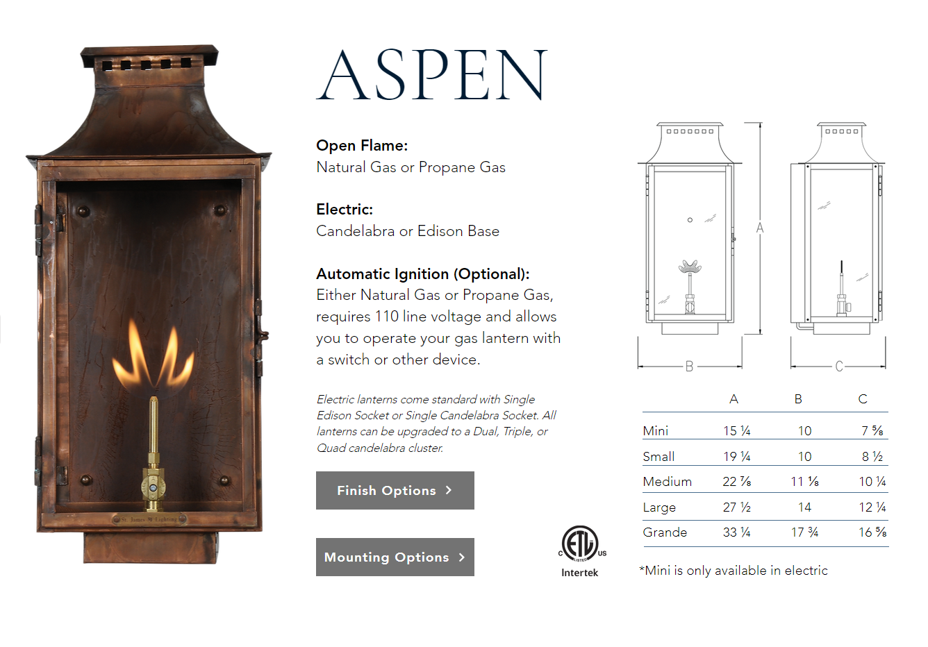 St. James Aspen Copper Lantern
