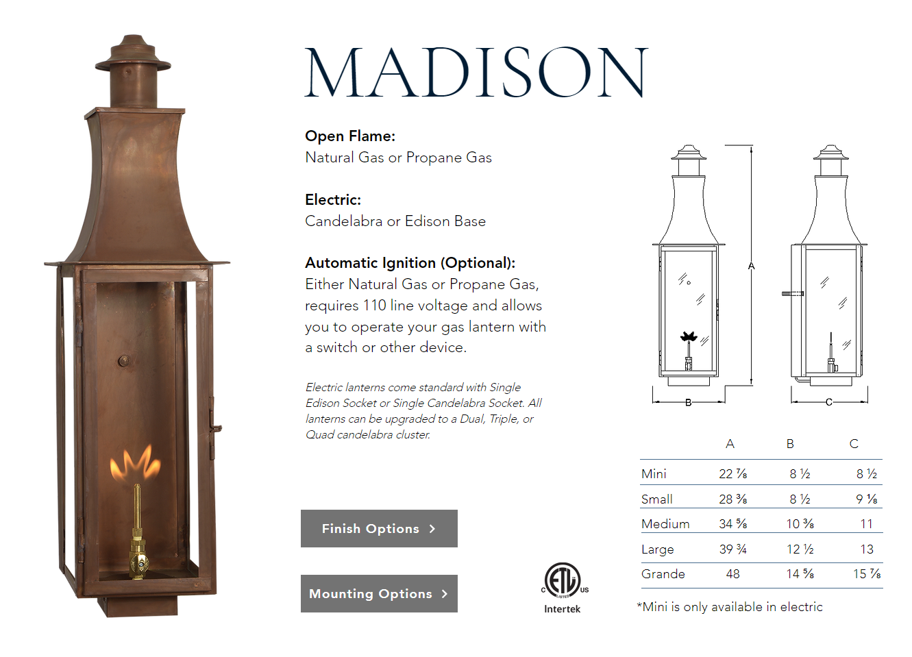St. James Madison Copper Lantern Pendant Lights