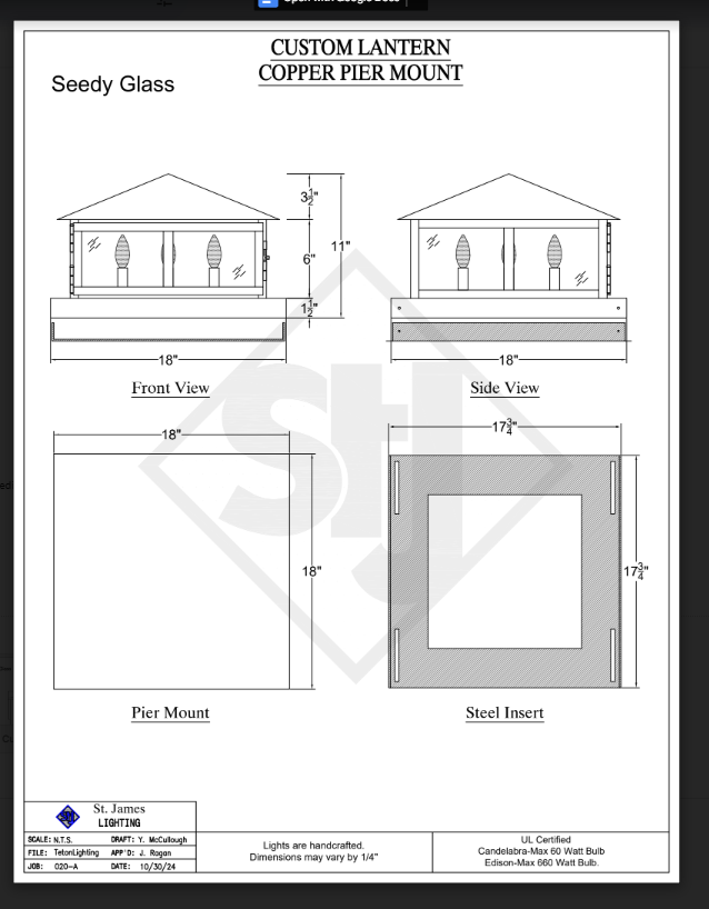 Cost $875 on 11/5/24 Quote #020-A