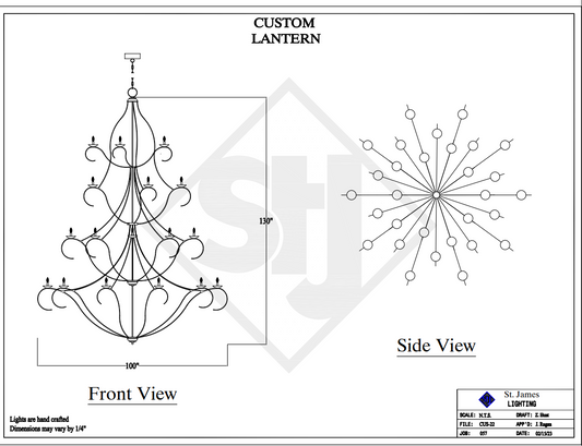 St. James Via Maris Copper Chandelier Custom Design