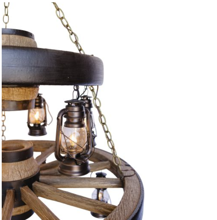 Gun Smoke Double Wagon Wheel Chandelier