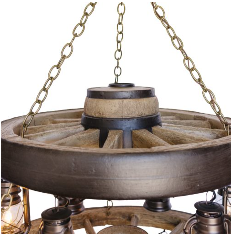 Gun Smoke Double Wagon Wheel Chandelier