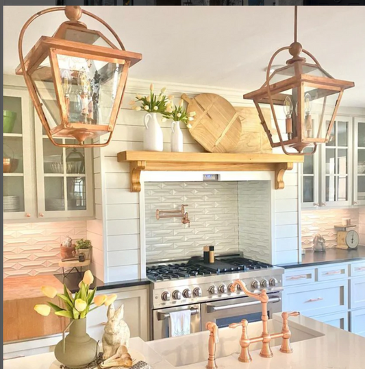 Outdoor Gas Electric Copper Lantern Kitchen Island Pendant Ceiling Light Fixture Chandelier Entryway Patio Light