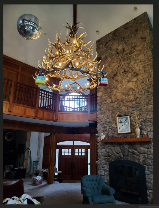 King of the Mountain Faux Elk Antler Chandelier, 72"W x 72"T