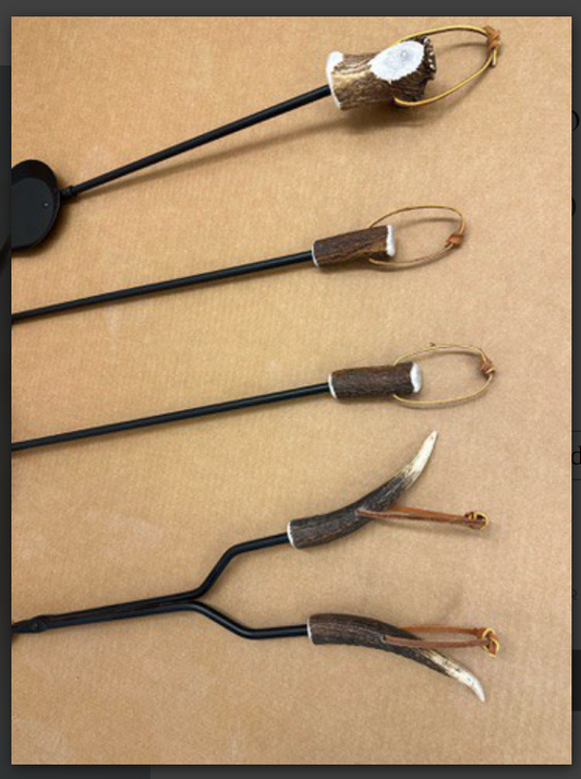 DEER ANTLER FIREPLACE TOOL SET
