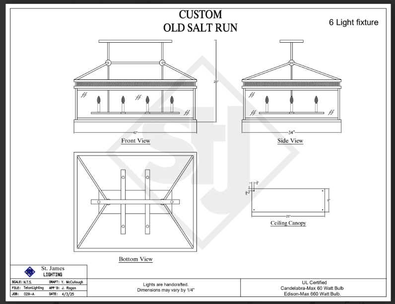 $1875, 42" L x 34"W, Quote 4422, 029-A, 4/25