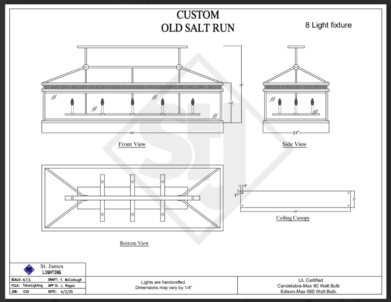 $2950, 66" L x 24"W, Quote 4422,029-, 4/25