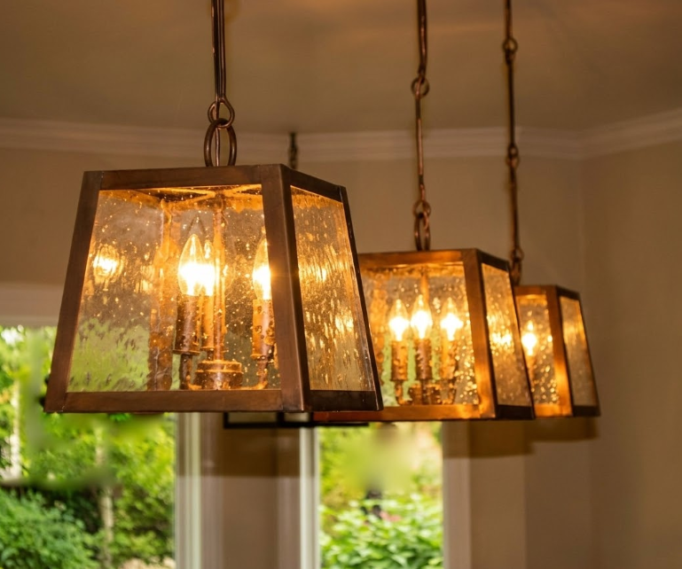 Abilene Copper Chandelier Pendant | Old England Antique Glass