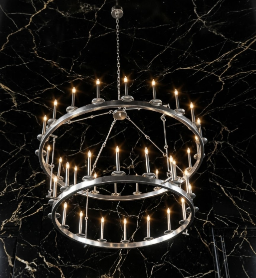 Churchill 2-Tier Steel Chandelier | Double Hoop 22 or 36