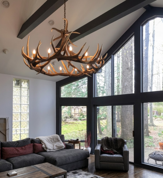 Stanley Faux Elk Antler Chandelier, 60"W x 32"T