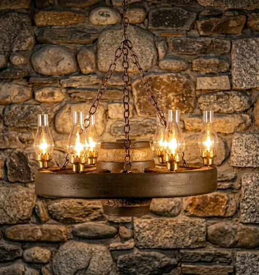 Move 'Em Out! Wagon Wheel Rustic Chandelier, 30"W x 12"T