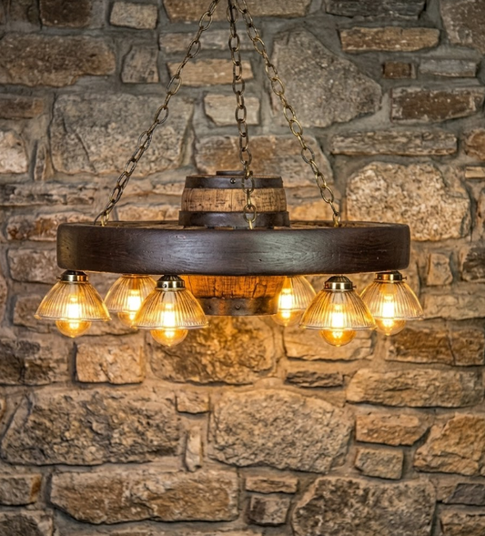 Circle the Wagons! Wagon Wheel Rustic Chandelier, 30"W x 12"T
